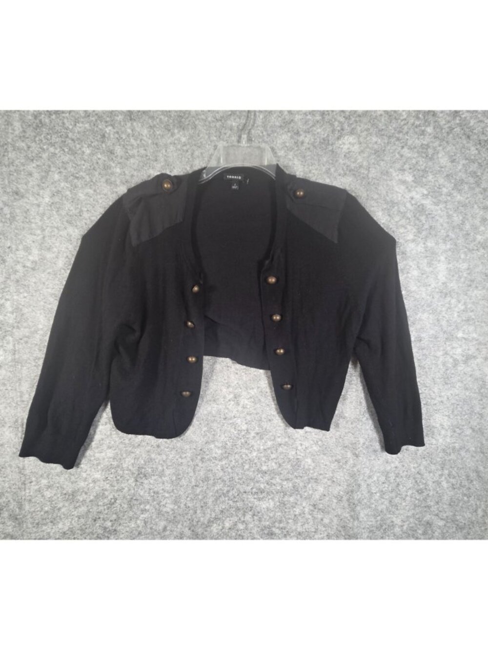 Torrid Black Military Cropped Cardigan Sweater Brass Buttons Women’s 1X Classic - Picture 2 of 10